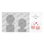 Cute Pink Cats with Hearts. Personalized Photo Card