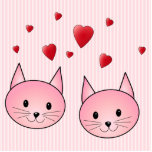 Cute Pink Cats, with Red Love Hearts. Custom photo sculptures