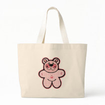 cute pink chequered  bear canvas bags