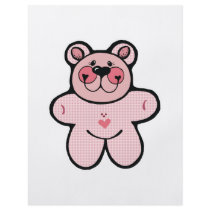cute pink chequered  bear flyer design