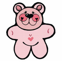 cute pink chequered  bear acrylic cut outs