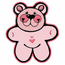 cute pink chequered  bear cut out