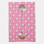 Cute Pink Cherry Cupcake Kitchen Towel