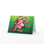 Cute Pink Dragon Christmas Card