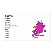 cute pink dragon monster creature business card template