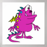 cute pink dragon monster creature print