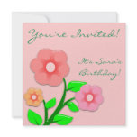 Cute Pink Flowers Party Invitations