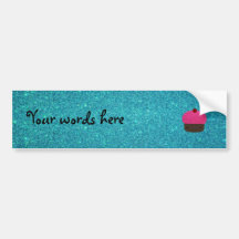 Cute pink glitter cupcake turquoise glitter bumper stickers