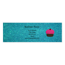 Cute pink glitter cupcake turquoise glitter business cards