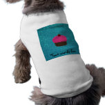 Cute pink glitter cupcake turquoise glitter doggie t shirt