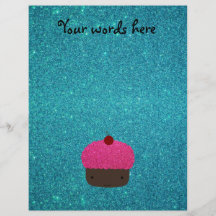 Cute pink glitter cupcake turquoise glitter flyers