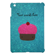 Cute pink glitter cupcake turquoise glitter case for the iPad mini
