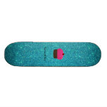 Cute pink glitter cupcake turquoise glitter skate decks