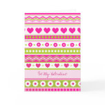Cute Pink Green Valentine's fabric Greeting Card