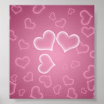 Cute Pink Hearts Background Posters