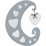 Cute Pink Hearts Moon Chest embroidered shirts