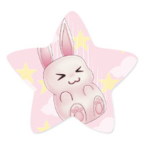 Cute pink Kawaii Bunny rabbit falling from stars Sticker