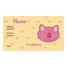 Cute Pink Kitty Cat Business Card Templates