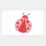 Cute Pink Ladybug Rectangle Stickers