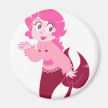 Cute Pink Mermaid Girl Refrigerator Magnet
