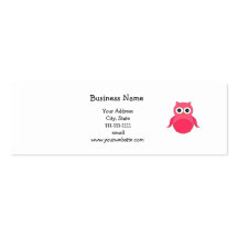 Cute pink owl business card template