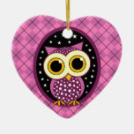 cute pink owl christmas tree ornament