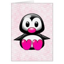 Cute Pink Penguin Greeting Card