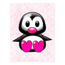 Cute Pink Penguin Postcards