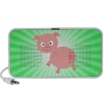 Cute Pink Pig; Green Laptop Speaker