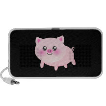 Cute Pink Pig on Black Mini Speaker