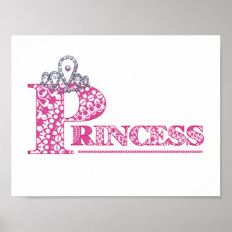 Cute Pink Princess Girl&#39;s Word Art Poster Print