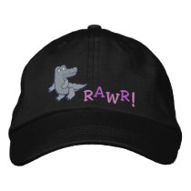 Cute Pink Purple Alligator small RAWR Embroidered Hats