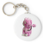 Cute Pink Robot Heart Keychain