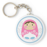 Cute Pink Russian Doll Keychain