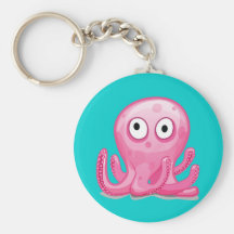 cute pink silly octopus key chains