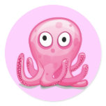 cute pink silly octopus stickers