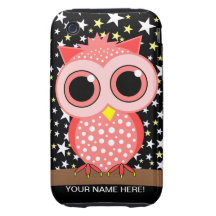 cute pink spotted owl tough iPhone 3 cases