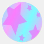 Cute Pink Stars Round Stickers