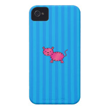 Cute pink tiger blue stripes iPhone 4 covers