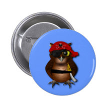 Cute Pirate Owl Pinback Buttons