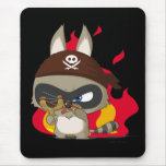 Cute pirate racoon cartoon character mousepad
