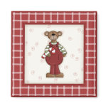 Cute Plaid Country Christmas Teddy Bear magnets