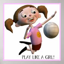 Cute Play Like A Girl Volleyball Poster