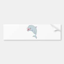 Cute Playful Dolphin Cartoon Bumper Sticker