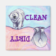 Cute Polar Bear Clean / Dirty Dishwasher Magnet