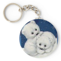 Cute Polar Bear Cubs Key Chain