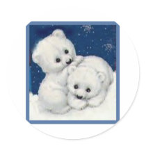 Cute Polar Bear Cubs Stickers