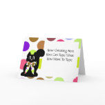Cute Polka Dot Black Kitty Cat Greeting Card