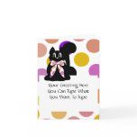 Cute Polka Dot Black Kitty Cat Greeting Card
