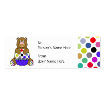 Cute Polka Dot Brown Birthday Bear Gift Tag Business Card Templates